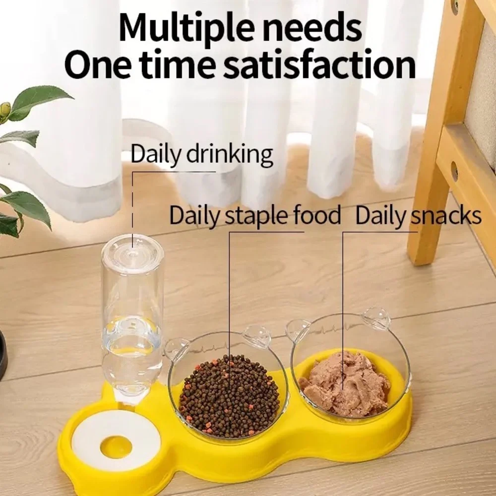 Dog cat pet food water bowl 3 in 1 set feeder automatic water bottle Bear